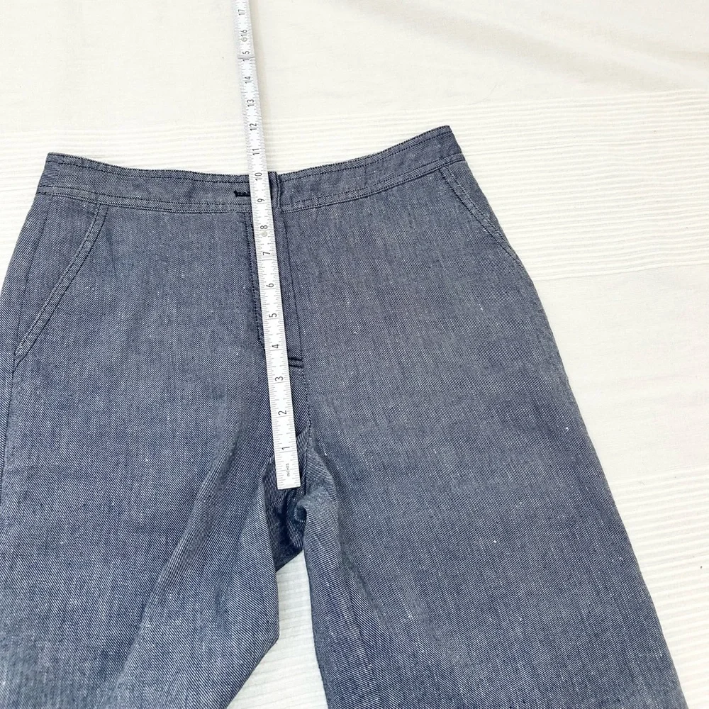Anthropologie Ett Twa Chambray Linen Ruffle Crop Pants - Picture 10 of 16